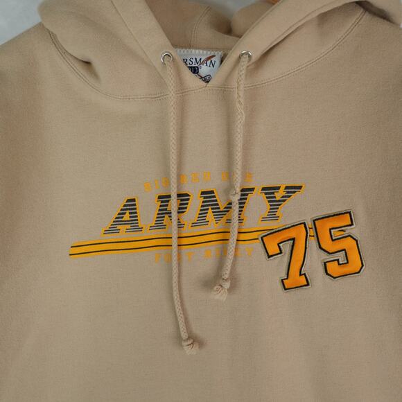 Oarsman 913 Hoodie Mens XL Beige Army 75 Fort Riley Big Red One 1st Infantry - Picture 4 of 11